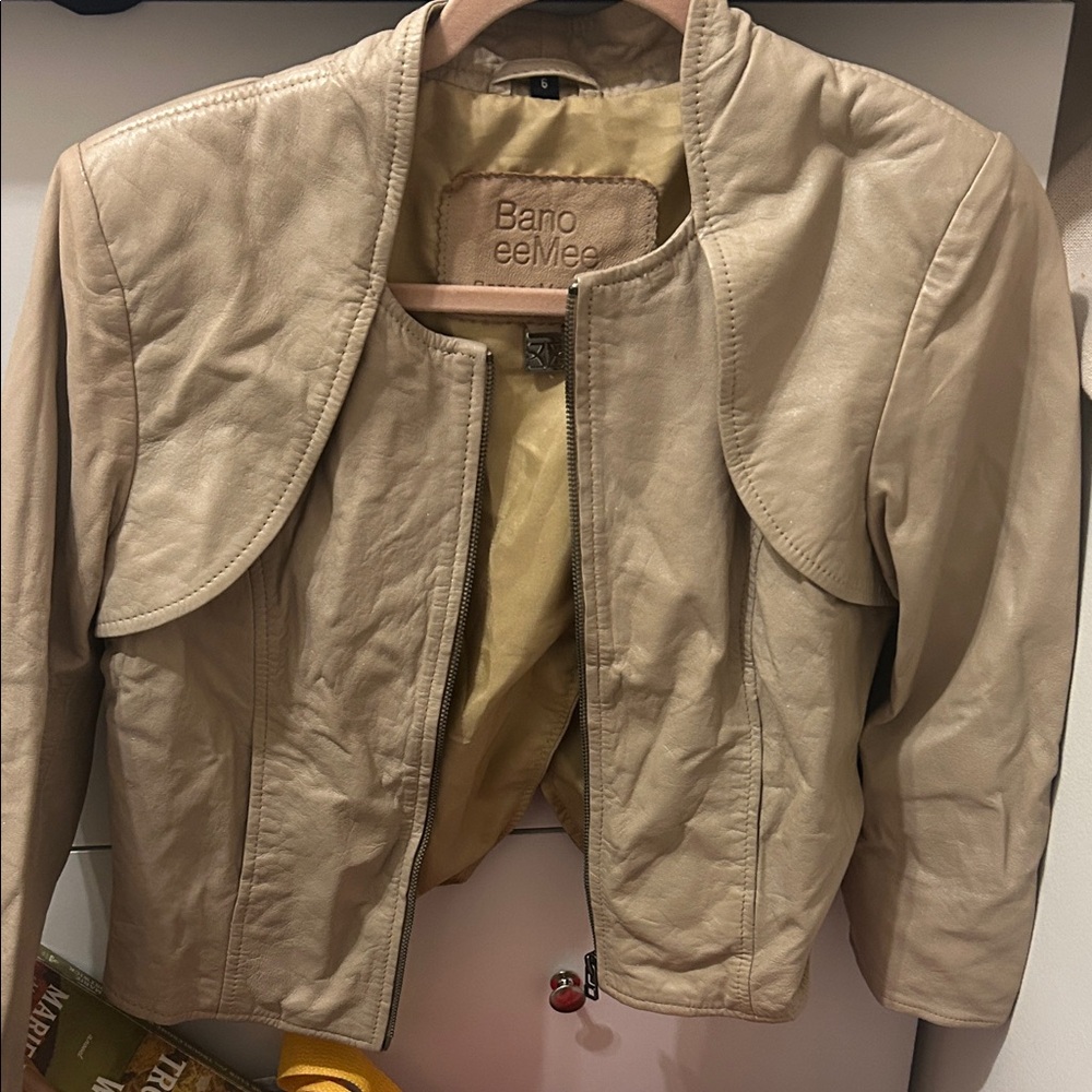 Women's Beige Leather Jacket